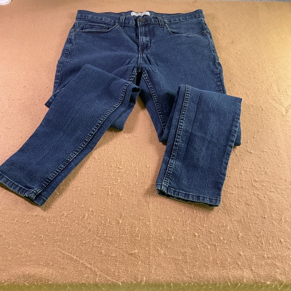 Perry Ellis Portfolio Mens Slim Fit Dark Wash Denim Jeans 34x32 Blue Stretch